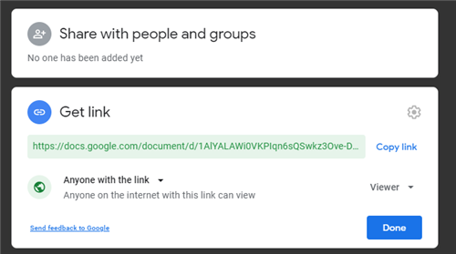 google doc sharing settings 
